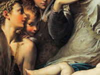 L’ombelico sul ventre di Maria (a destra) nel particolare del Parmigianino.